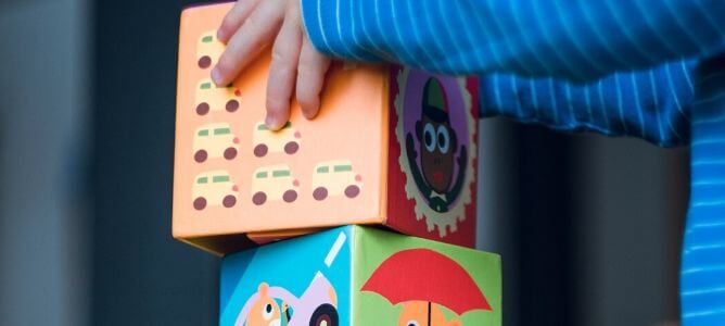 Child playing with blocks.