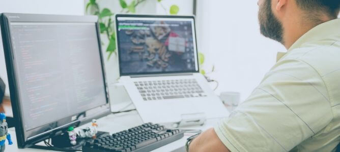 Person working on the computer. Person working on the computer.